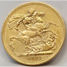 AUSTRALIA 1872 . ONE 1 SOVEREIGN . SYDNEY . GOLD